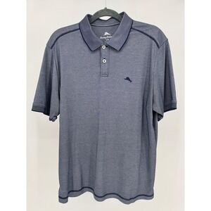 Tommy Bahama Mens Large L Blue Polo Shirt‎ Short Sleeve Embroidered Logo